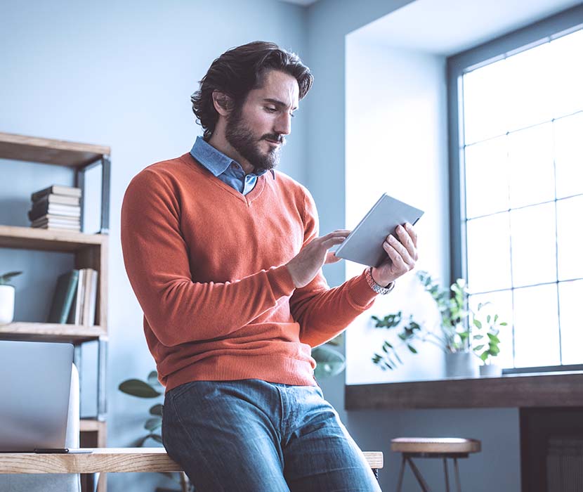 Man with a tablet.